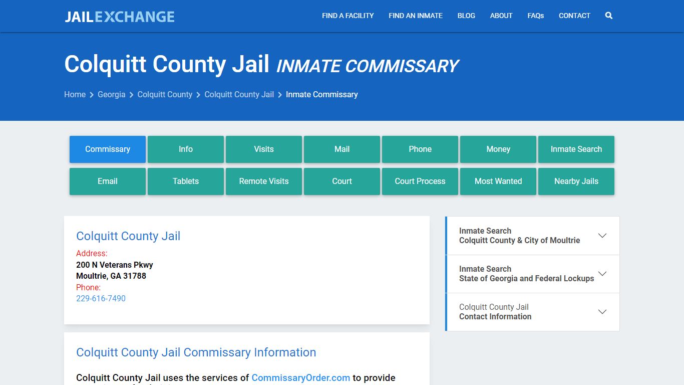 Inmate Commissary, Care Packs - Colquitt County Jail, GA