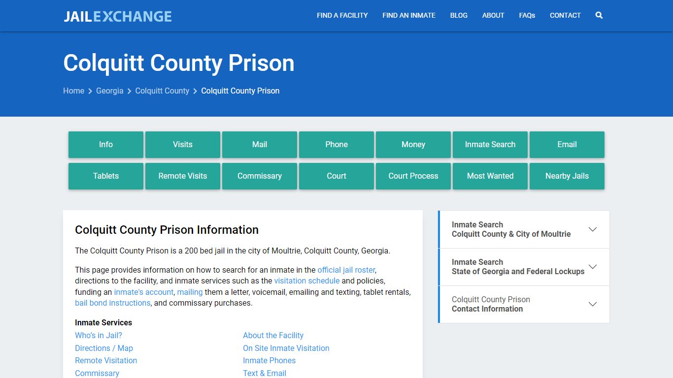 Colquitt County Prison, GA Inmate Search, Information - Jail Exchange