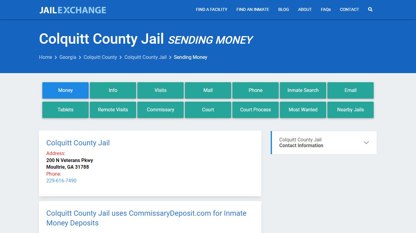 Send Money to Inmate - Colquitt County Jail, GA - Jail Exchange